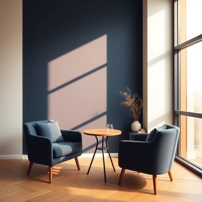 Sală de întâlniri modernă cu accente indigo